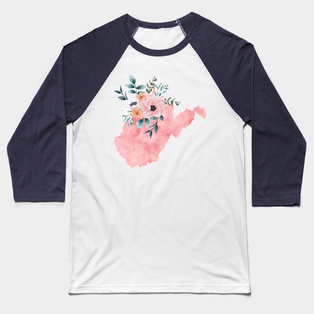 West Virginia Floral Baseball T-Shirt by bloomnc